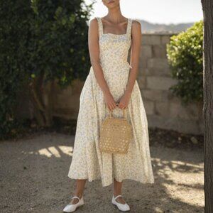 Cottage Yellow Floral Midi (L) Dress| Easter Church Dress| Bridgerton